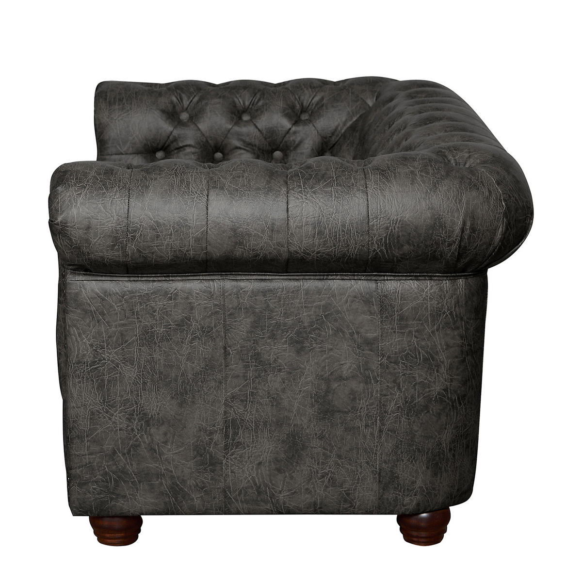2-SITZER-SOFA Lederlook Schwarz  - Schwarz/Braun, Design, Holz/Textil (148/72/86cm) - P & B