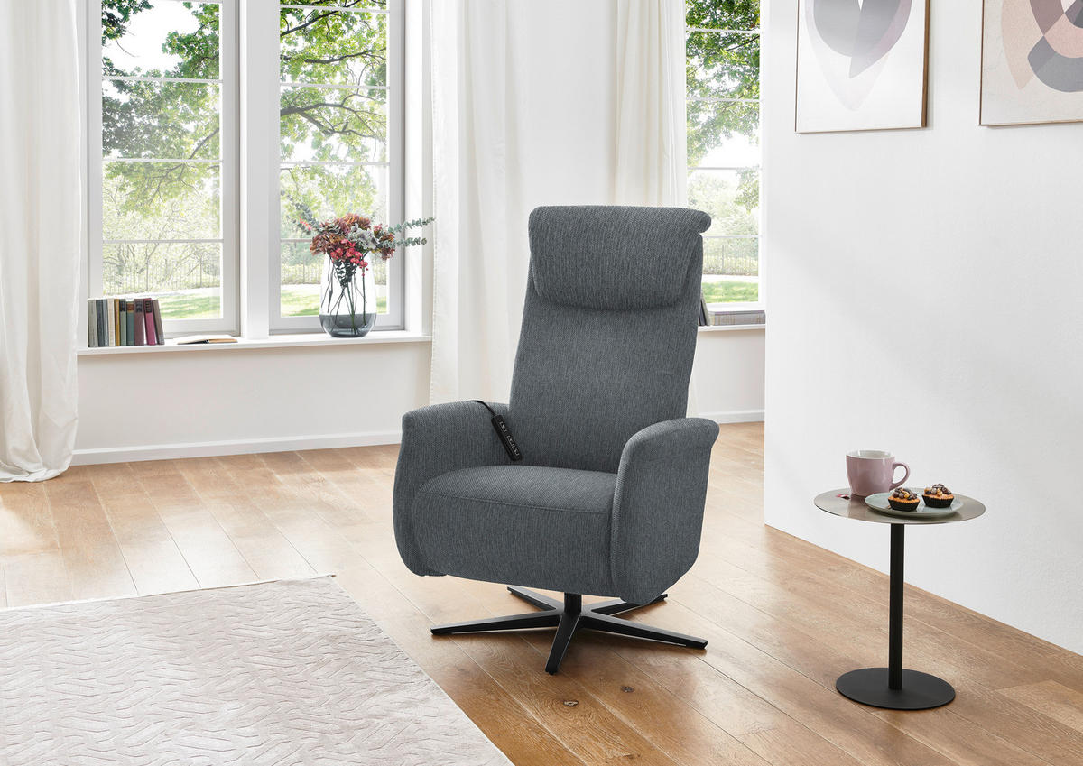 RELAXSESSEL in Textil Anthrazit  - Anthrazit/Schwarz, Design, Textil/Metall (77/115/89cm) - Pure Home Comfort