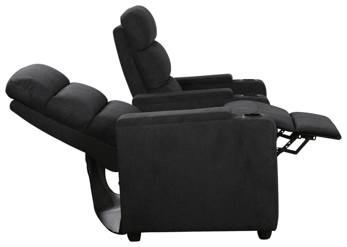 HEIMKINO-SOFA Mikrofaser Anthrazit  - Anthrazit/Schwarz, KONVENTIONELL, Kunststoff/Textil (164/107/90cm) - MID.YOU