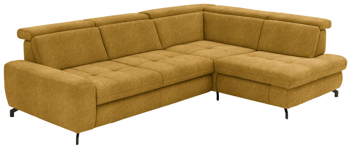 ECKSOFA Currygelb Chenille  - Currygelb/Schwarz, Design, Textil/Metall (310/220cm) - Beldomo Style