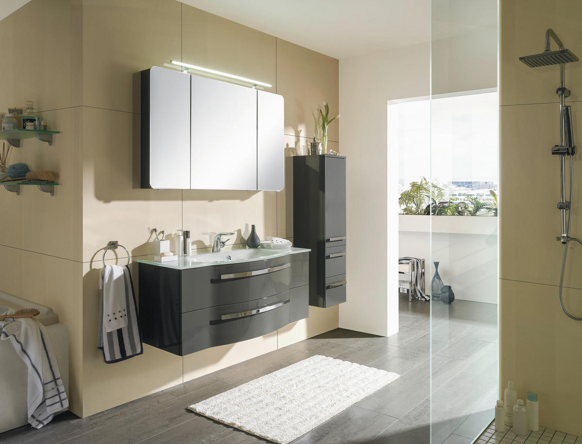 BADRUM 120 cm  - grå, Design, trämaterial/glas (120cm) - Sadena