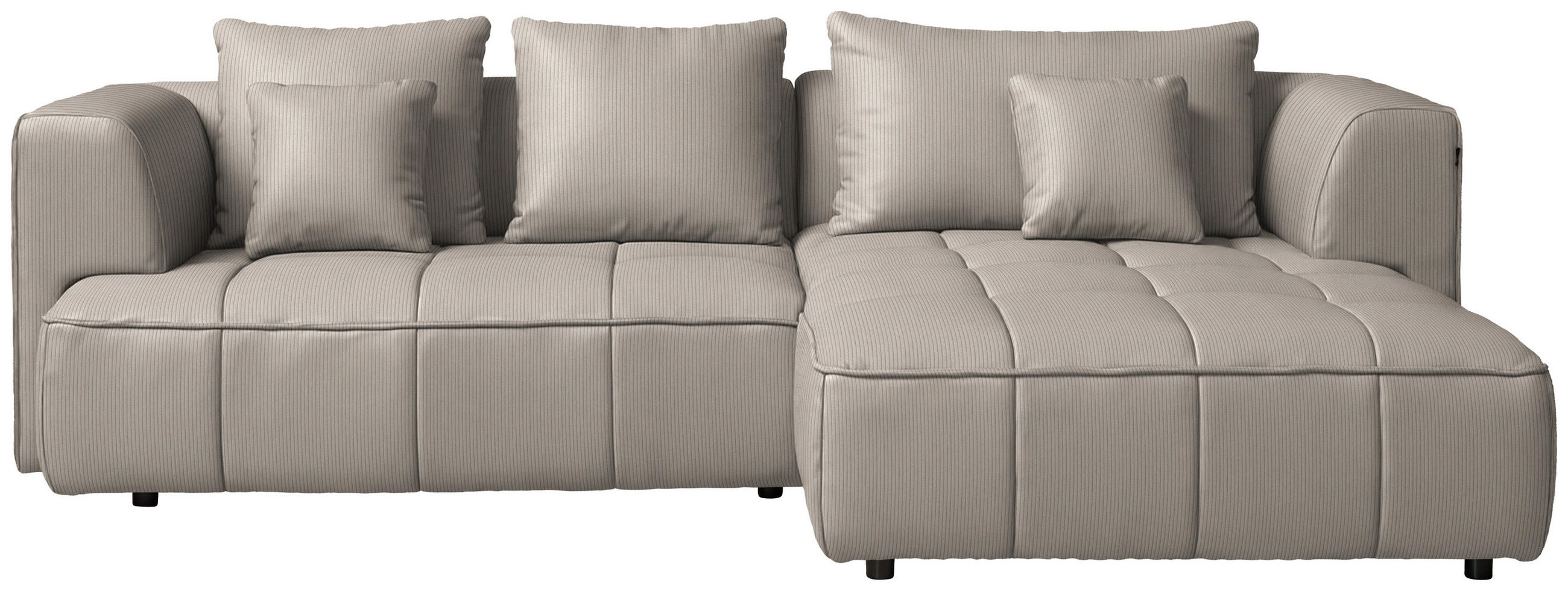 ECKSOFA Taupe Feincord Zierkissen, Rückenkissen, Sitzvorzug  - Taupe/Schwarz, Design, Kunststoff/Textil (288/188cm) - Welnova