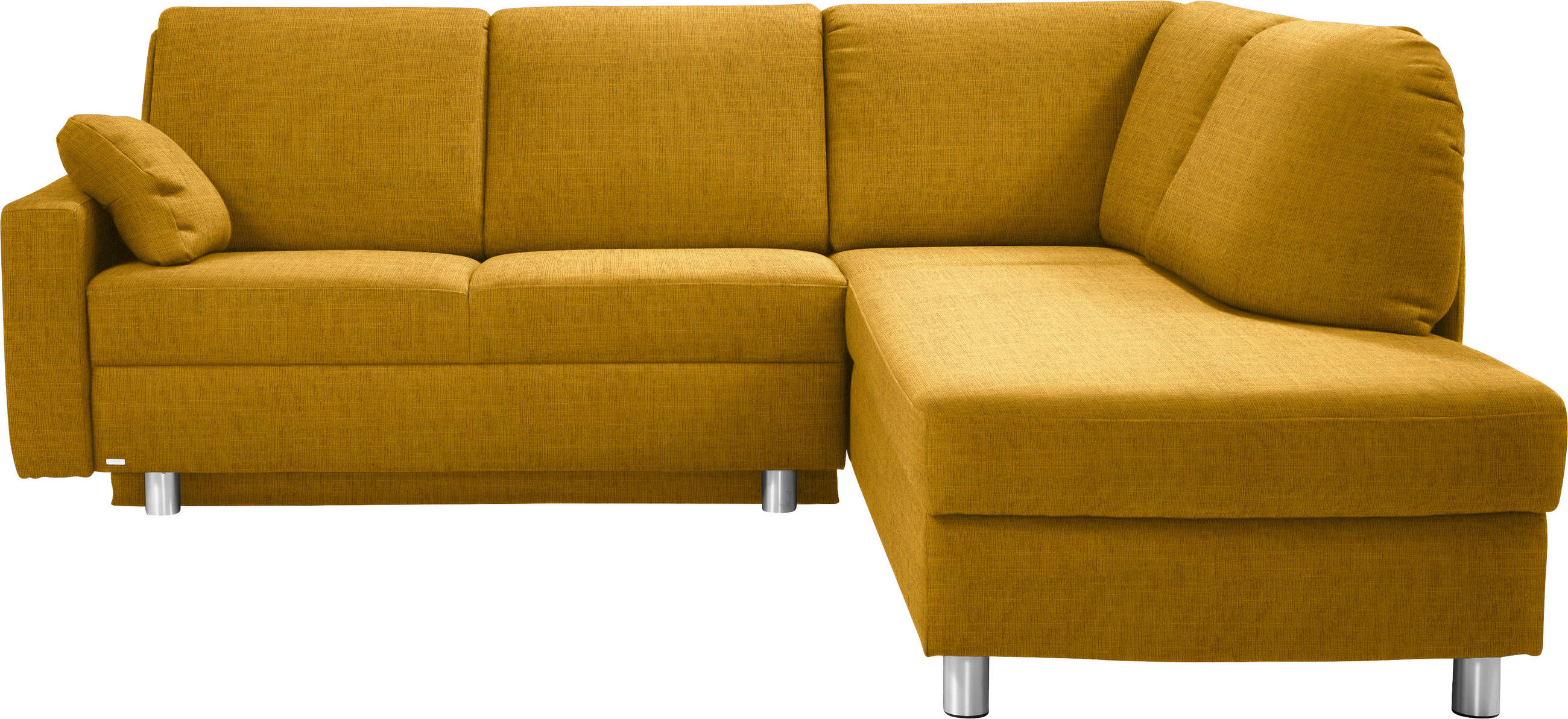 ECKSOFA 227/208 cm  in Chenille Gelb Zierkissen, Armlehnenkissen  227/208 cm  - Gelb/Alufarben, KONVENTIONELL, Textil/Metall (227/208cm) - Sedda