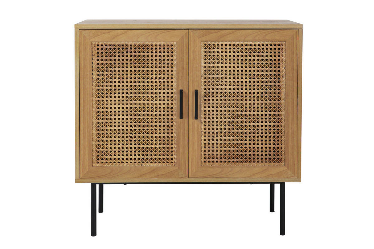 BYRÅ 80/76/39 cm  - svart/naturfärgad, Design, metall/trämaterial (80/76/39cm) - Livetastic