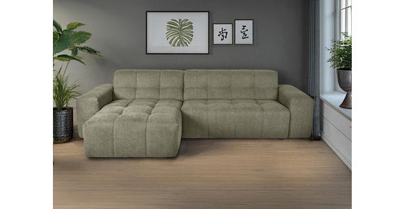 ECKSOFA Salbeigrün Webstoff  - Salbeigrün/Schwarz, KONVENTIONELL, Kunststoff/Textil (295/157cm) - Carryhome