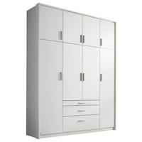 DREHTÜRENSCHRANK in Weiss  - Weiss/Silberfarben, Design, Holzwerkstoff/Kunststoff (185/231/56cm) - Rauch Möbel