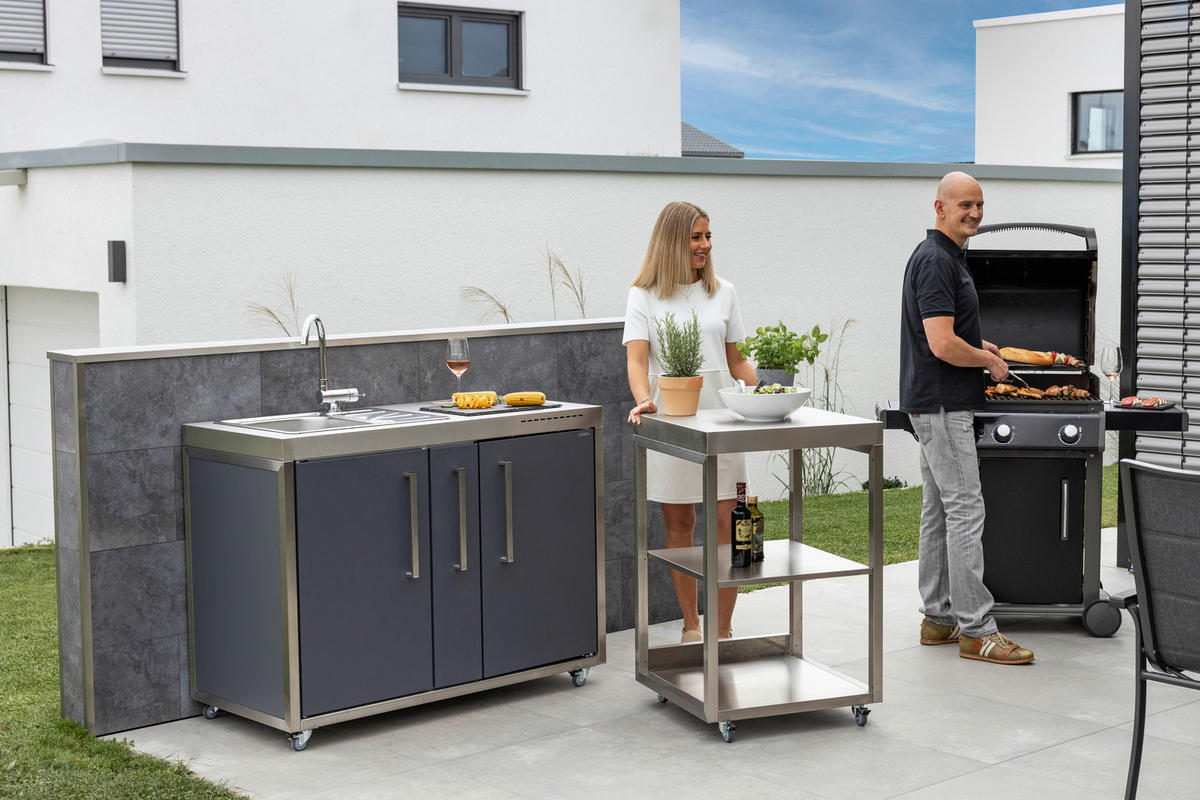OUTDOORKÜCHE - Edelstahlfarben/Braun, Basics, Metall (127/98/62cm)