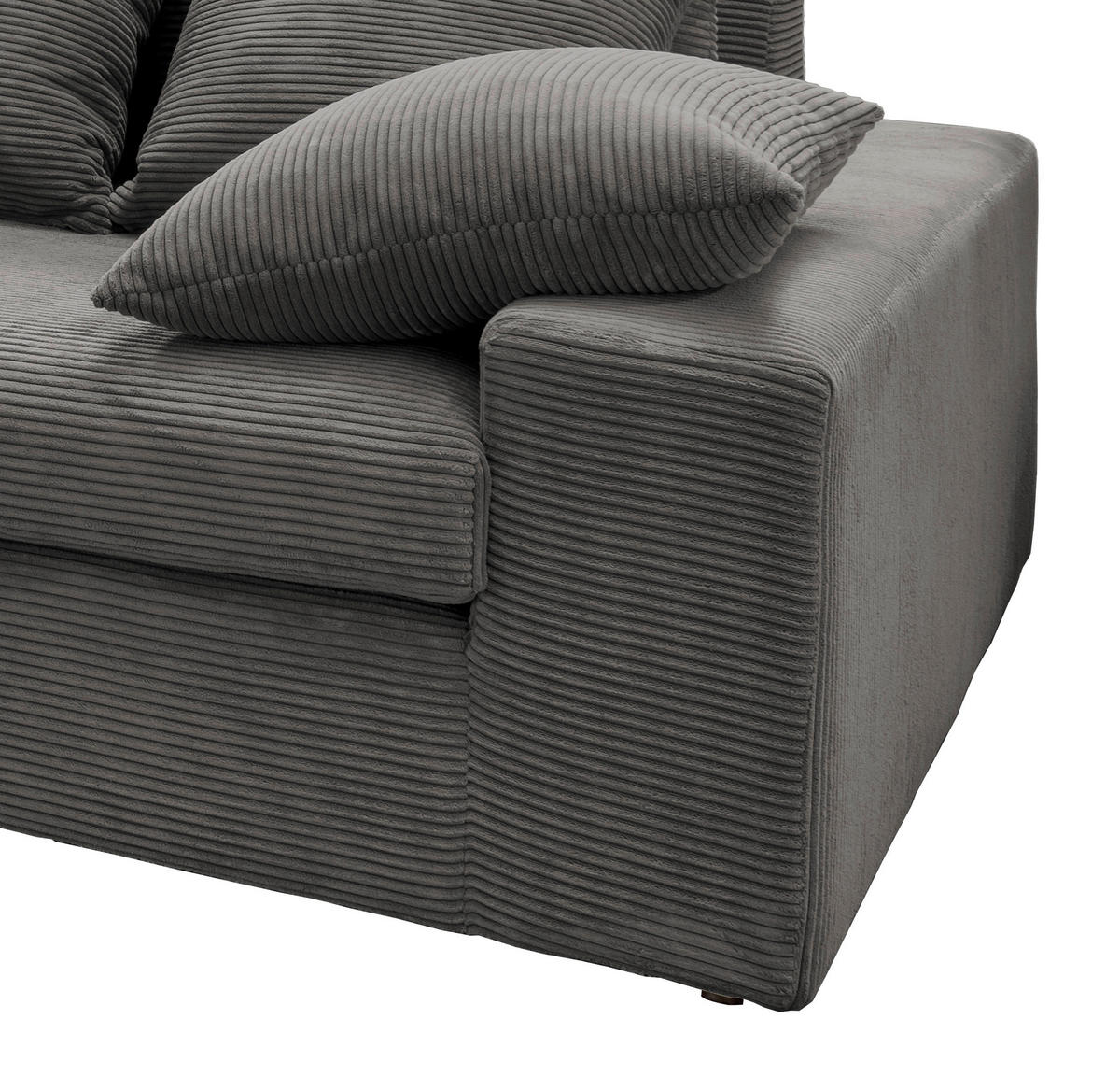 ECKSOFA in Cord Grau  - Schwarz/Grau, Modern, Kunststoff/Textil (200/278cm) - Livetastic
