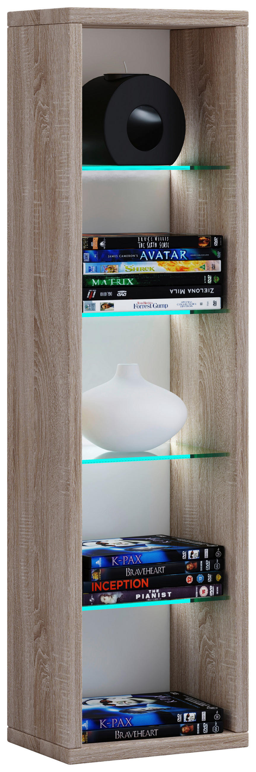 WANDREGAL  - Sonoma Eiche, Design, Glas/Holzwerkstoff (21/77/14cm) - MID.YOU