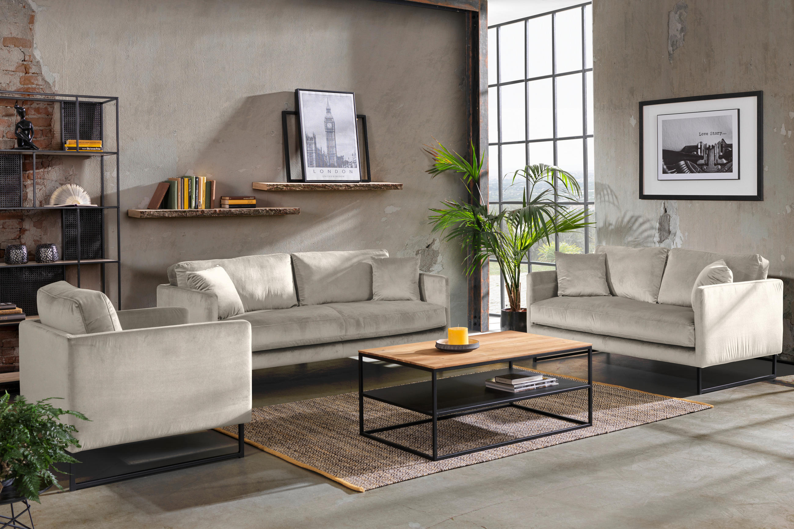 SESSEL in Samt Taupe  - Taupe/Schwarz, Design, Textil/Metall (72/78/84cm) - Carryhome