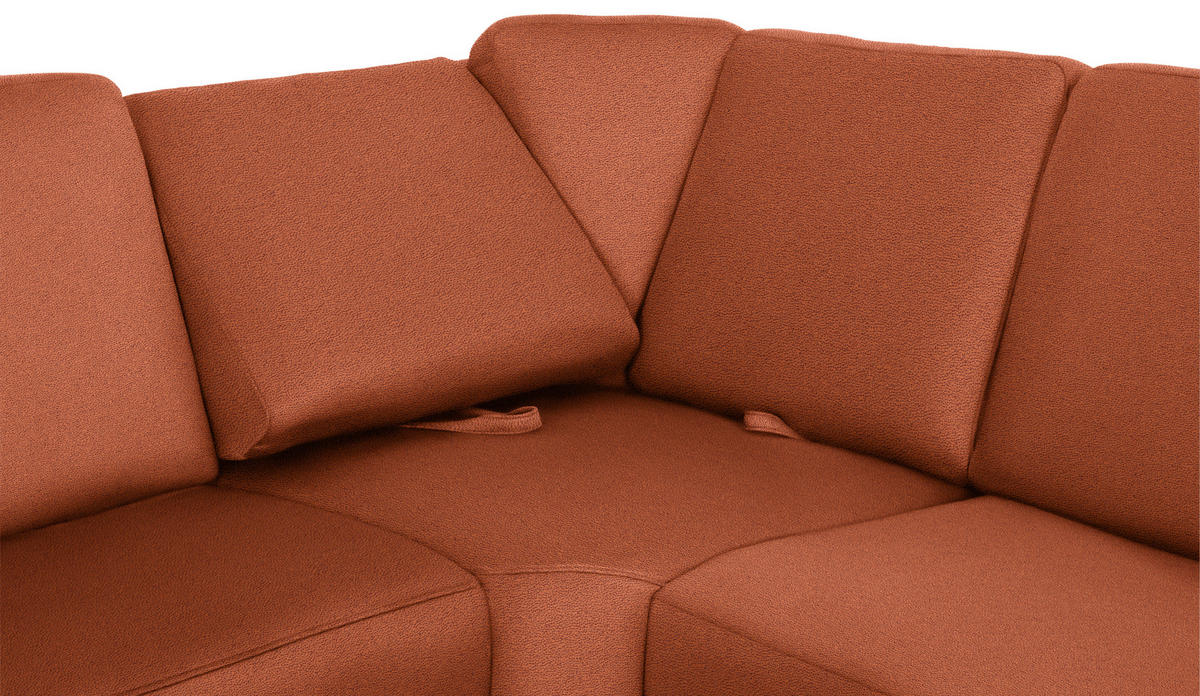 WOHNLANDSCHAFT Terracotta Flachgewebe  - Chromfarben/Terracotta, KONVENTIONELL, Textil/Metall (163/336/240cm) - Beldomo System