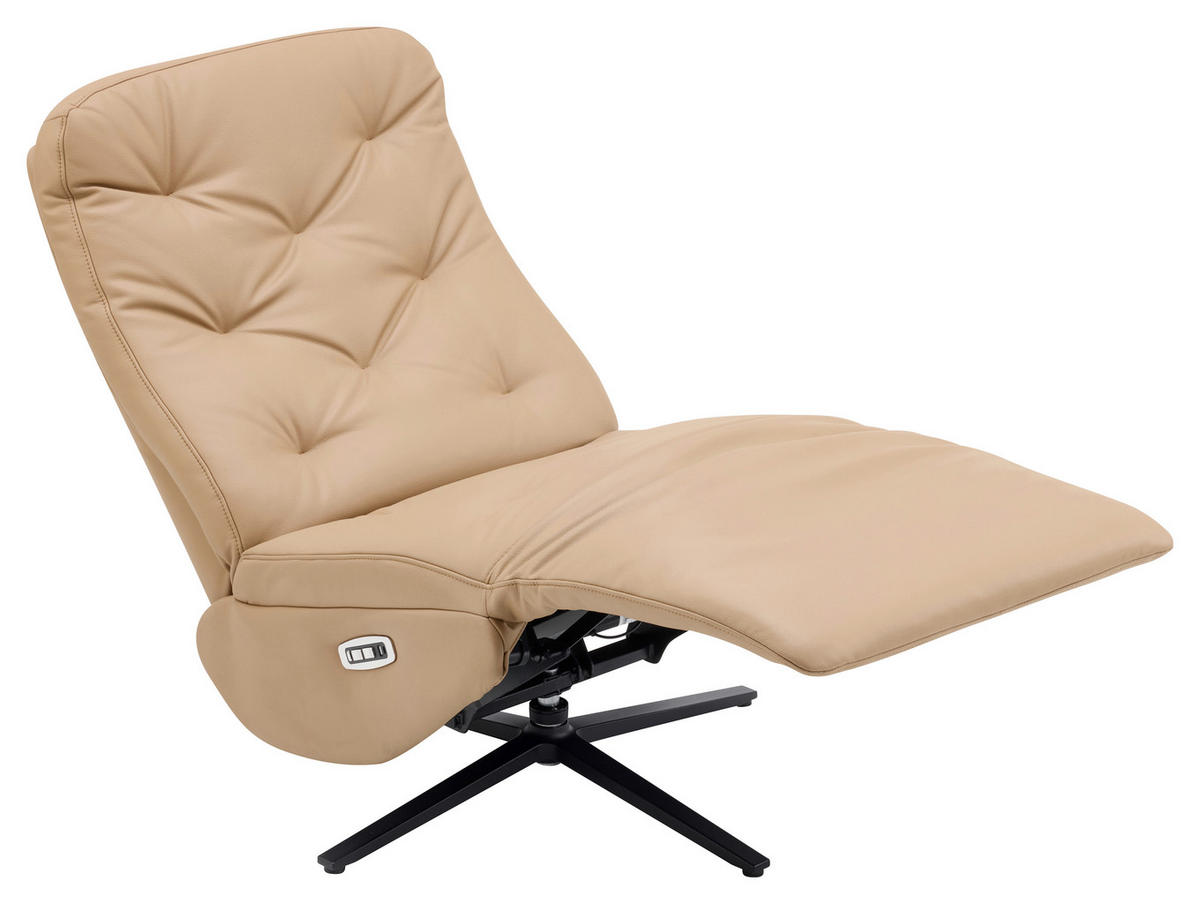 RELAXSESSEL Webstoff Relaxfunktion, Fußteilverstellung    - Beige/Schwarz, Design, Textil/Metall (68/113/84cm) - Livetastic