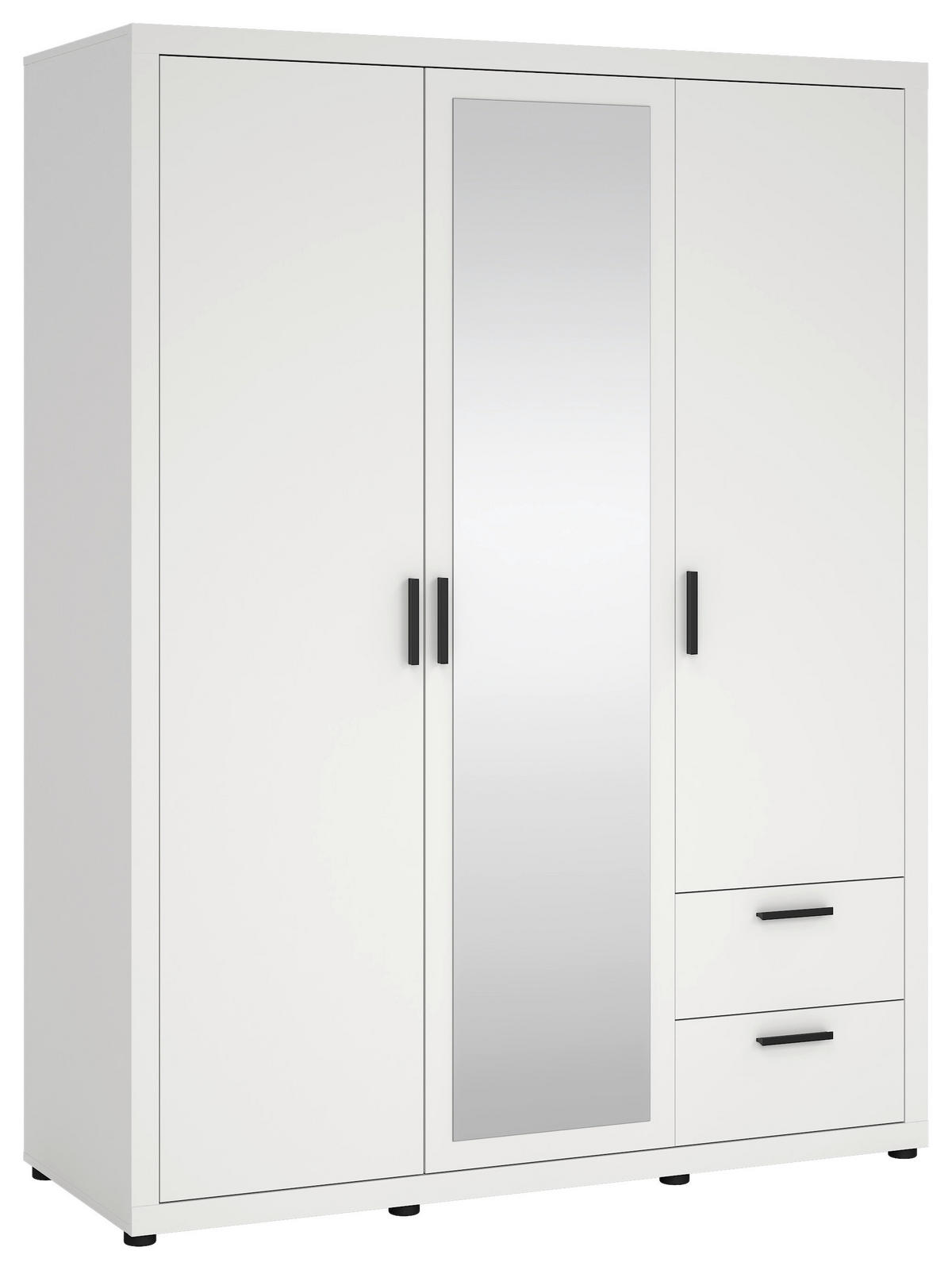 DREHTÜRENSCHRANK in Weiss  - Weiss/Schwarz, Modern, Holzwerkstoff/Metall (153,6/200,9/59,8cm) - MID.YOU