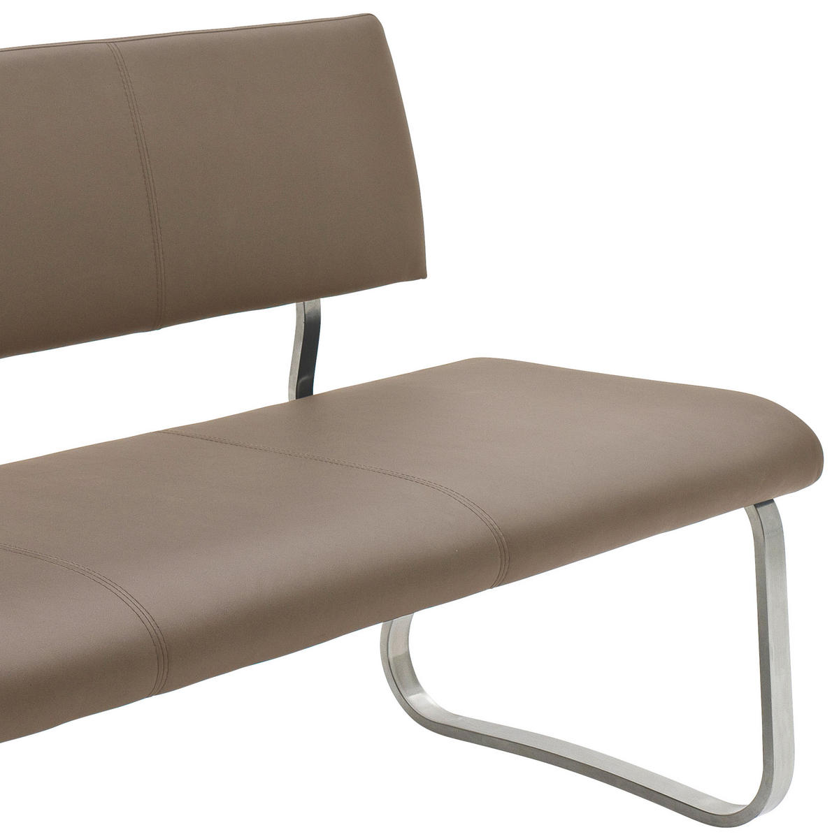 SITZBANK in Metall, Leder Edelstahlfarben, Cappuccino  - Edelstahlfarben/Cappuccino, Design, Leder/Metall (175/86/59cm) - Livetastic