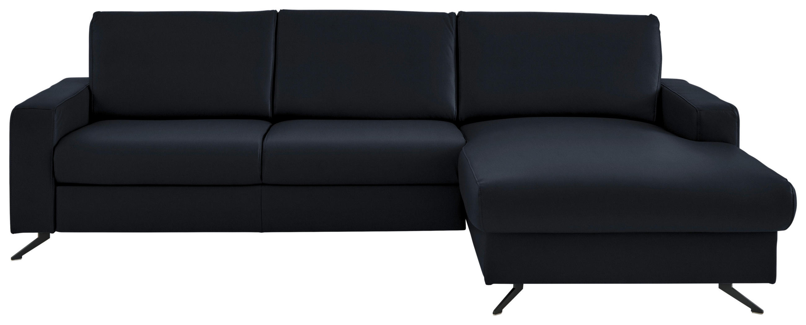 ECKSOFA in Echtleder Dunkelblau  267/165 cm  - Schwarz/Dunkelblau, Design, Leder/Metall (267/165cm) - Lomoco