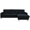 ECKSOFA in Echtleder Dunkelblau  - Schwarz/Dunkelblau, Design, Leder/Metall (267/165cm) - Lomoco