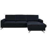 ECKSOFA in Echtleder Dunkelblau  267/165 cm  - Schwarz/Dunkelblau, Design, Leder/Metall (267/165cm) - Lomoco