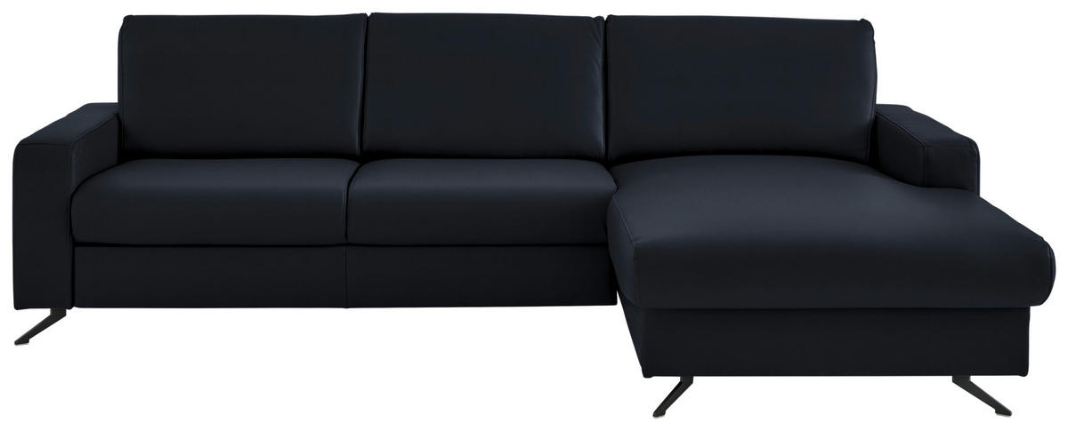 ECKSOFA in Echtleder Dunkelblau  267/165 cm  - Schwarz/Dunkelblau, Design, Leder/Metall (267/165cm) - Lomoco