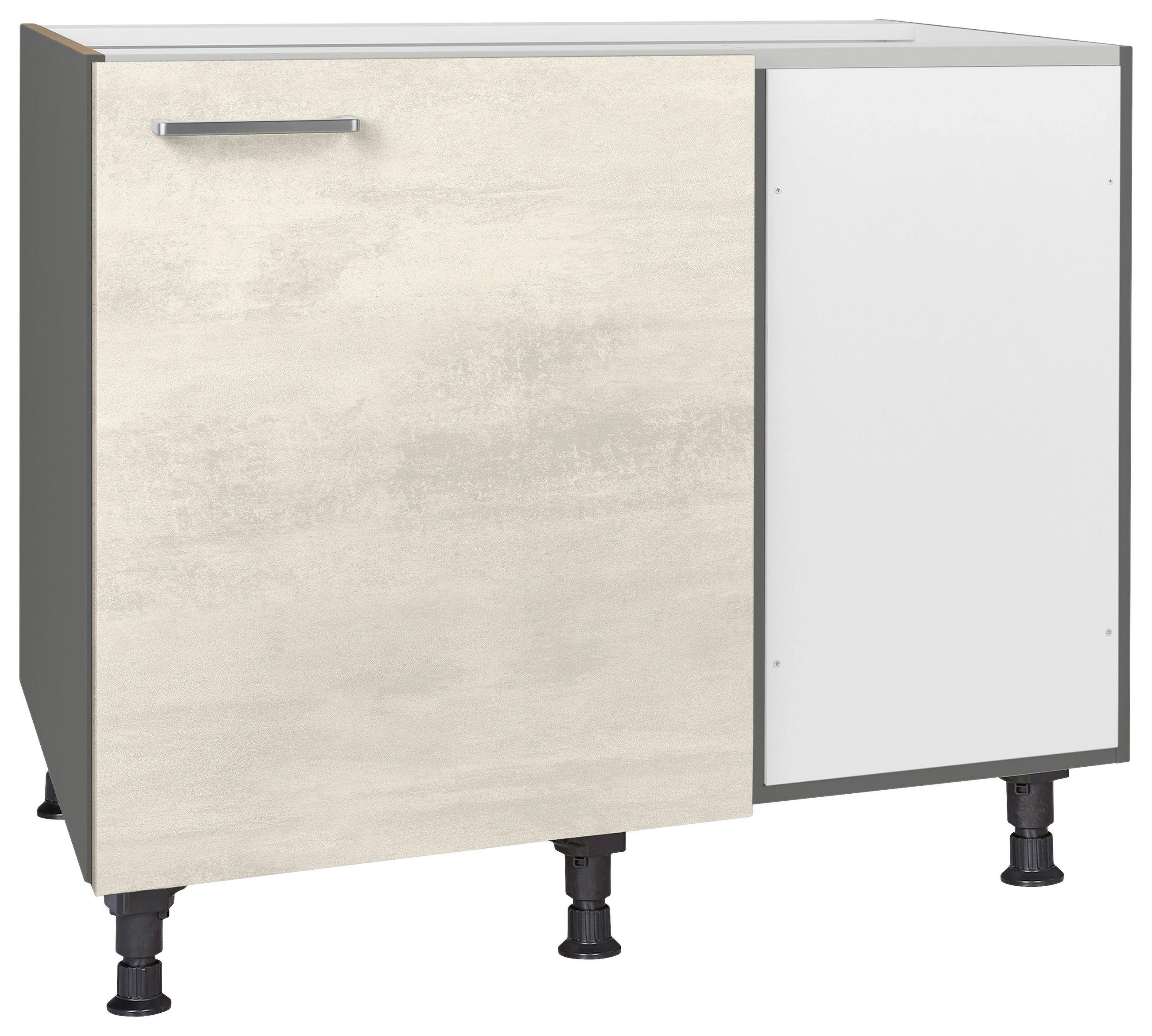 ECKUNTERSCHRANK 125/87/65 cm  - Schieferfarben/Edelstahlfarben, MODERN, Holzwerkstoff/Metall (125/87/65cm) - Nobilia