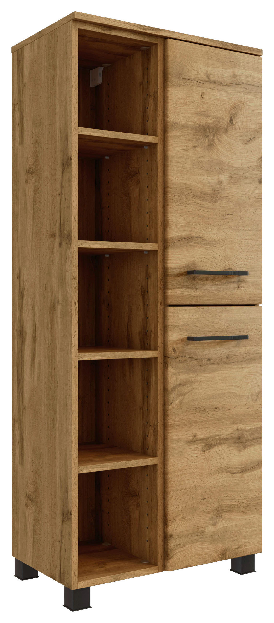 MIDISCHRANK 55/130/35 cm  - Eichefarben/Schwarz, MODERN, Holzwerkstoff/Metall (55/130/35cm) - Held