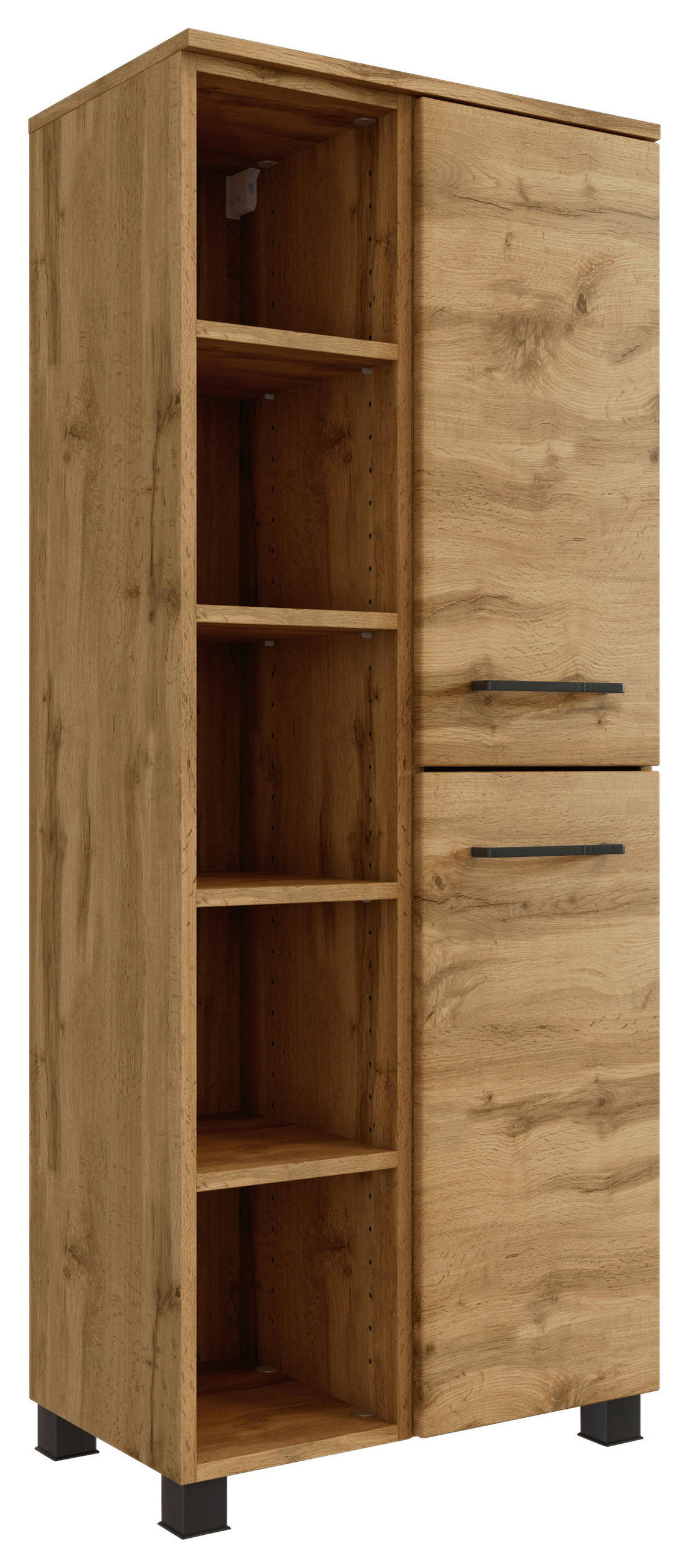 MIDISCHRANK 55/130/35 cm  - Eichefarben/Schwarz, MODERN, Holzwerkstoff/Metall (55/130/35cm) - Held