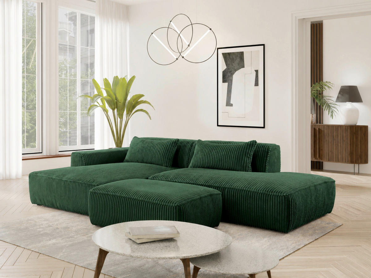 HOCKER in Textil, Holzwerkstoff Dunkelgrün  - Dunkelgrün/Schwarz, KONVENTIONELL, Holzwerkstoff/Kunststoff (105/43/65cm) - Livetastic