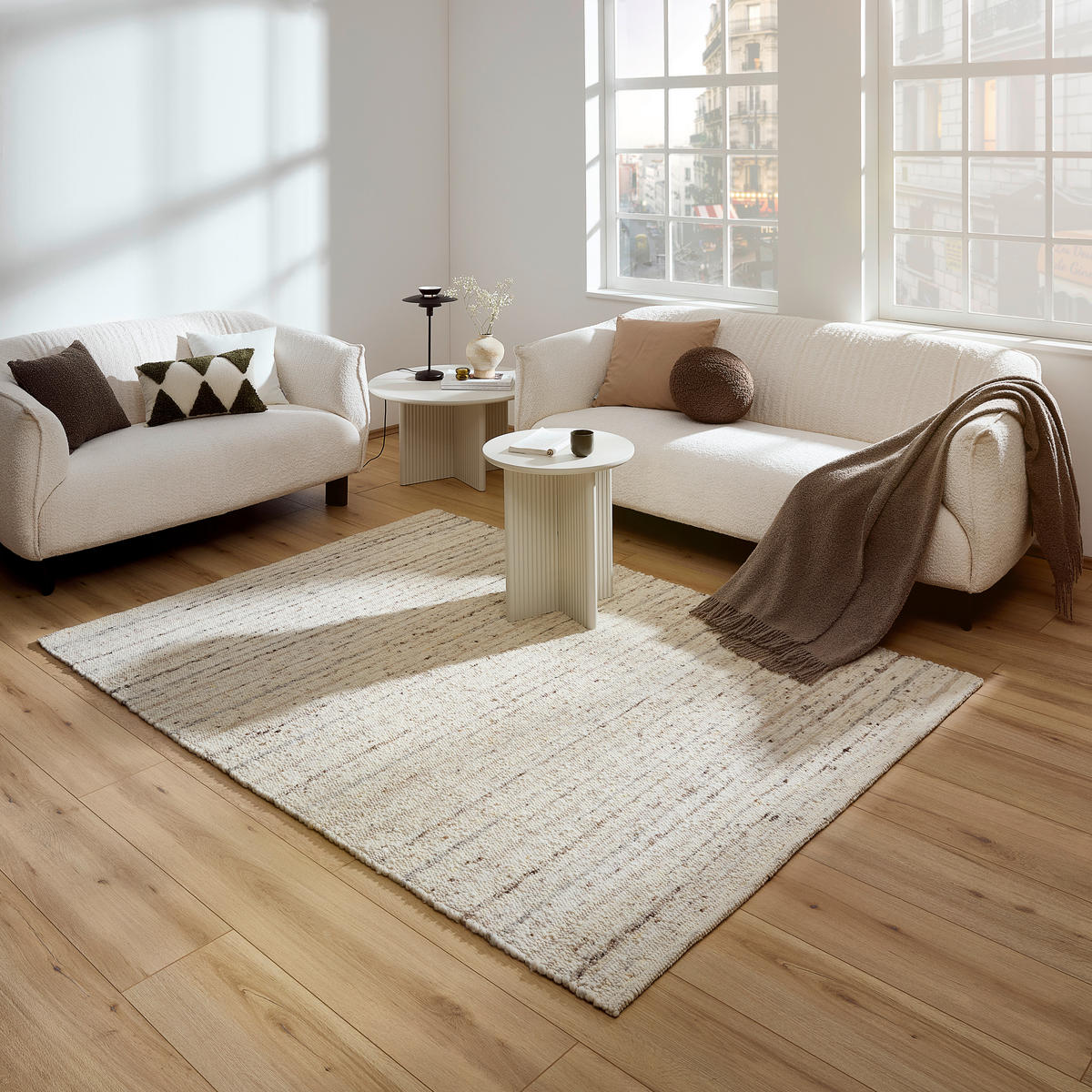 RUČNO TKANI TEPIH  krem     - krem, Konvencionalno, tekstil (70/130cm) - Linea Natura