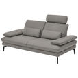 2,5-SITZER in Leder Silberfarben  - Silberfarben/Schwarz, Design, Leder/Metall (196/86/104cm) - Dieter Knoll