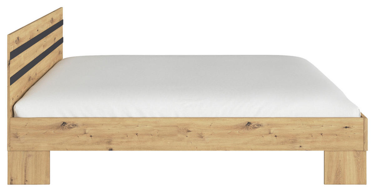 BETT 180/200 cm  in Grau, Eiche Artisan  - Eiche Artisan/Grau, KONVENTIONELL (180/200cm)