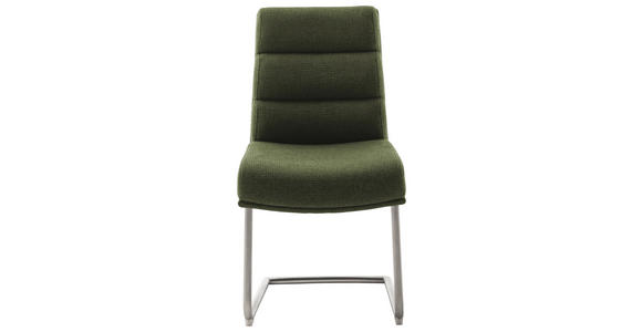 SCHWINGSTUHL in Edelstahl Webstoff - Edelstahlfarben/Olivgrün, Design, Textil/Metall (47/90/64cm) - Dieter Knoll