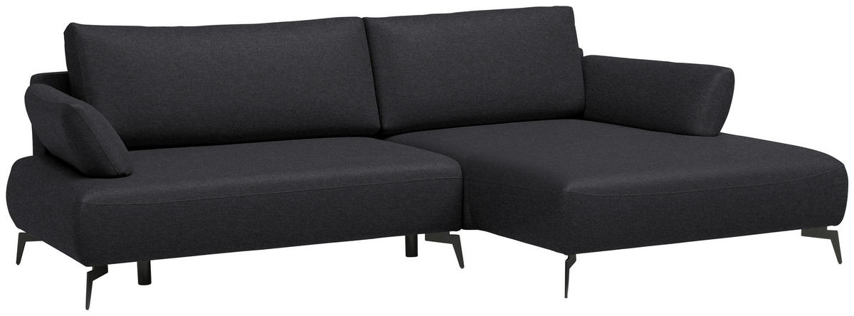 ECKSOFA Struktur Anthrazit  - Anthrazit/Schwarz, Design, Textil/Metall (284/186cm) - Lomoco