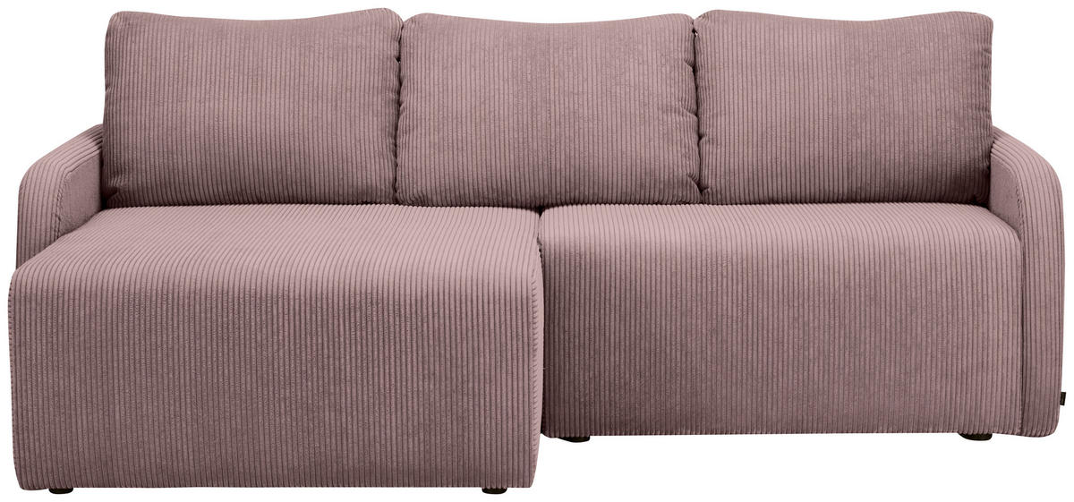 ECKSOFA in Cord Rosa  - Schwarz/Rosa, Konventionell, Kunststoff/Textil (217/146cm) - Carryhome