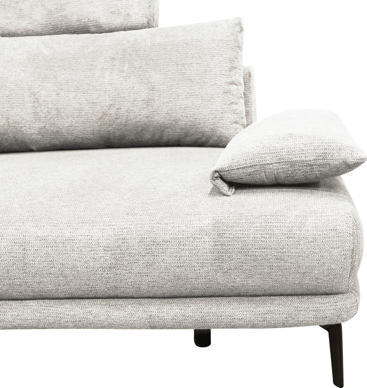 ECKSOFA in Webstoff Weiß  192/260 cm  - Schwarz/Weiß, Design, Textil/Metall (192/260cm) - MID.YOU