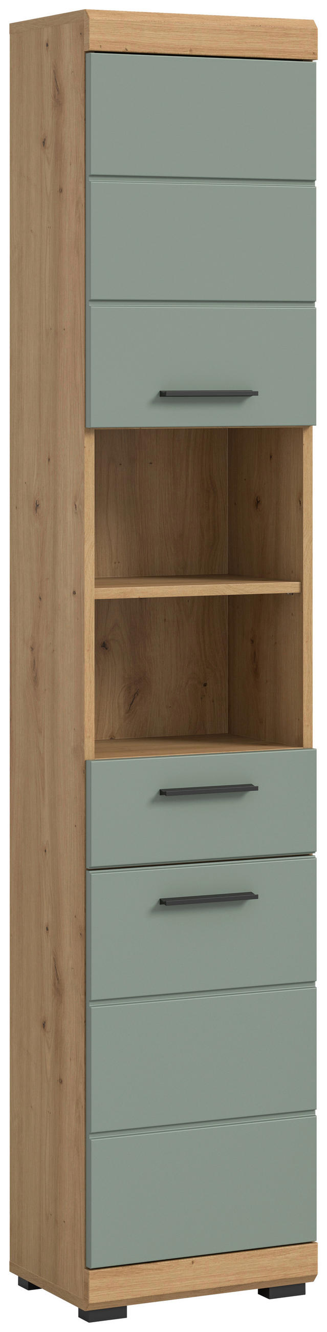 HOCHSCHRANK 37/191/31 cm  - Salbeigrün/Schwarz, MODERN, Holzwerkstoff/Kunststoff (37/191/31cm) - MID.YOU