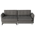 ECKSOFA in Flachgewebe, Leinenoptik Dunkelgrau  - Dunkelgrau/Schwarz, Design, Textil/Metall (170/242cm) - Xora