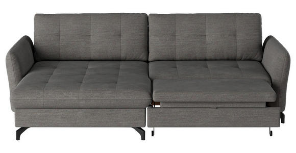 ECKSOFA in Flachgewebe, Leinenoptik Dunkelgrau  - Dunkelgrau/Schwarz, Design, Textil/Metall (170/242cm) - Xora