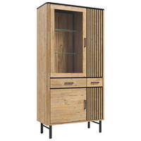 VITRINE  in furniert Akazie Schwarz, Akaziefarben  - Schwarz/Akaziefarben, LIFESTYLE, Glas/Holz (100/200/45cm) - Landscape