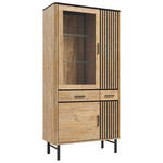 VITRINE  in furniert Akazie Schwarz, Akaziefarben  - Schwarz/Akaziefarben, LIFESTYLE, Glas/Holz (100/200/45cm) - Landscape