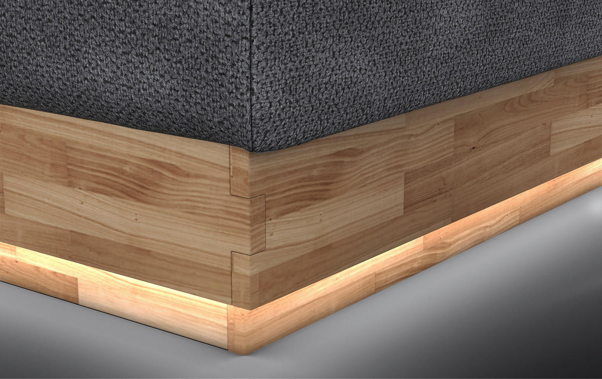 BOXSPRINGBETT 180/200 cm  in Anthrazit  - Anthrazit/Schwarz, Natur, Holz/Textil (180/200cm)