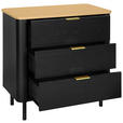 KOMMODE , 73/75/40 cm, 3 Schublade(n)  - Eichefarben/Goldfarben, Trend, Holzwerkstoff/Metall (73/75/40cm) - Xora