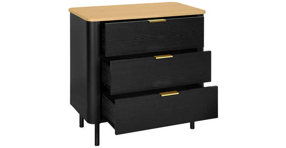 KOMMODE , 73/75/40 cm, 3 Schublade(n)  - Eichefarben/Goldfarben, Trend, Holzwerkstoff/Metall (73/75/40cm) - Xora