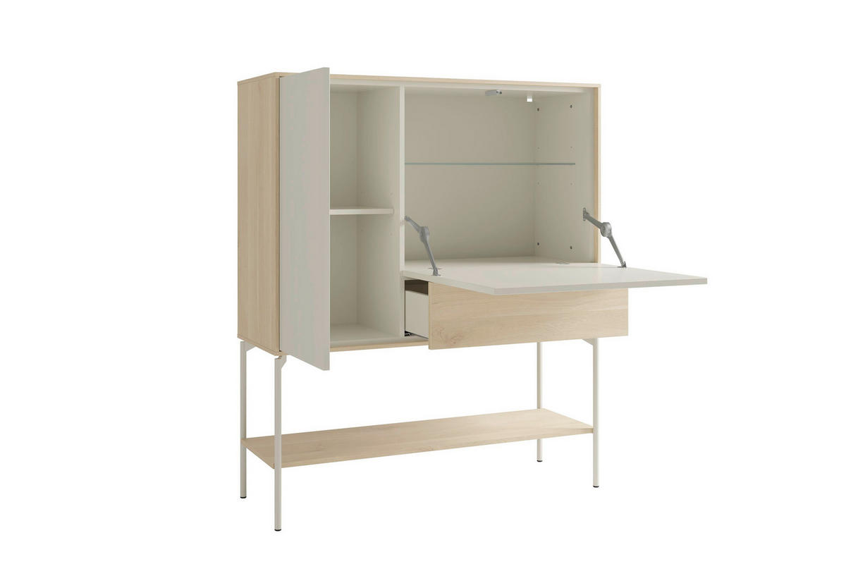 SIDEBOARD LABOE 114/135/41 cm 1 Schublade(n)  - Eiche Bianco/Seidengrau, MODERN, Glas/Holzwerkstoff (114/135/41cm) - Schöner Wohnen