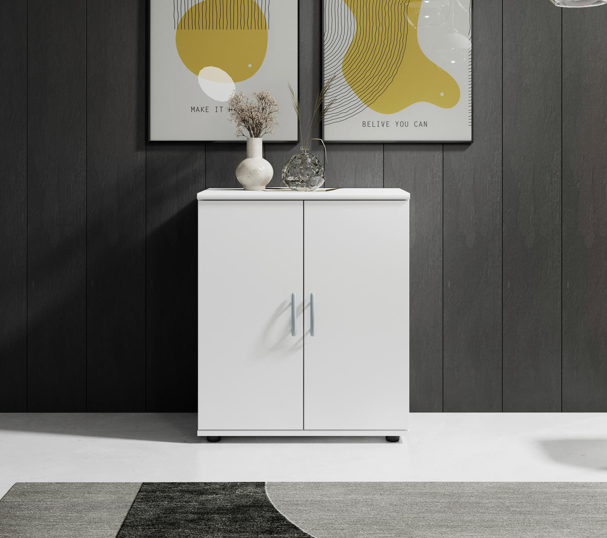 KOMODA   60/70/30 cm   bijela  - bijela/srebrne boje, Konvencionalno, drvni materijal/plastika (60/70/30cm) - Carryhome