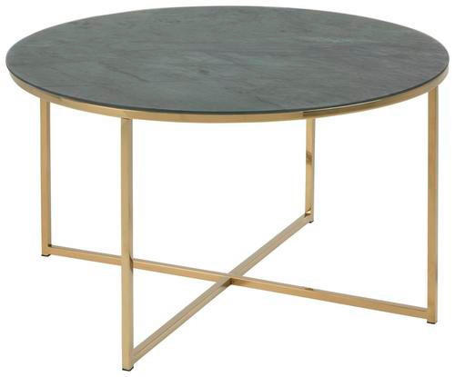 Couchtisch Rund Mit Glasplatte Marmor-Optik Alisma, Grau/gold