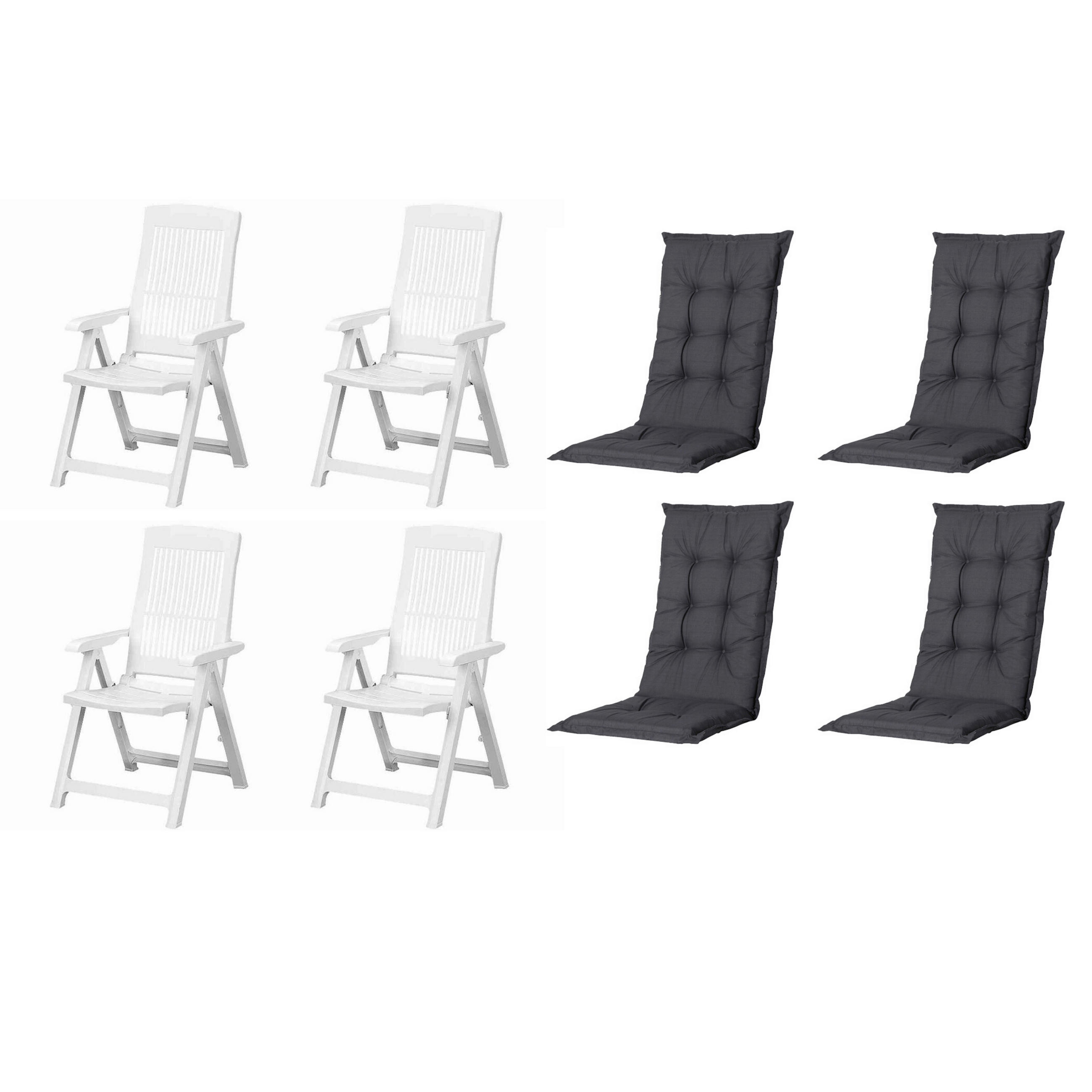 GARTENSTUHL-SET Schwarz, Weiß  - Schwarz/Weiß, MODERN, Kunststoff/Textil (44/111/50cm) - Gardenson