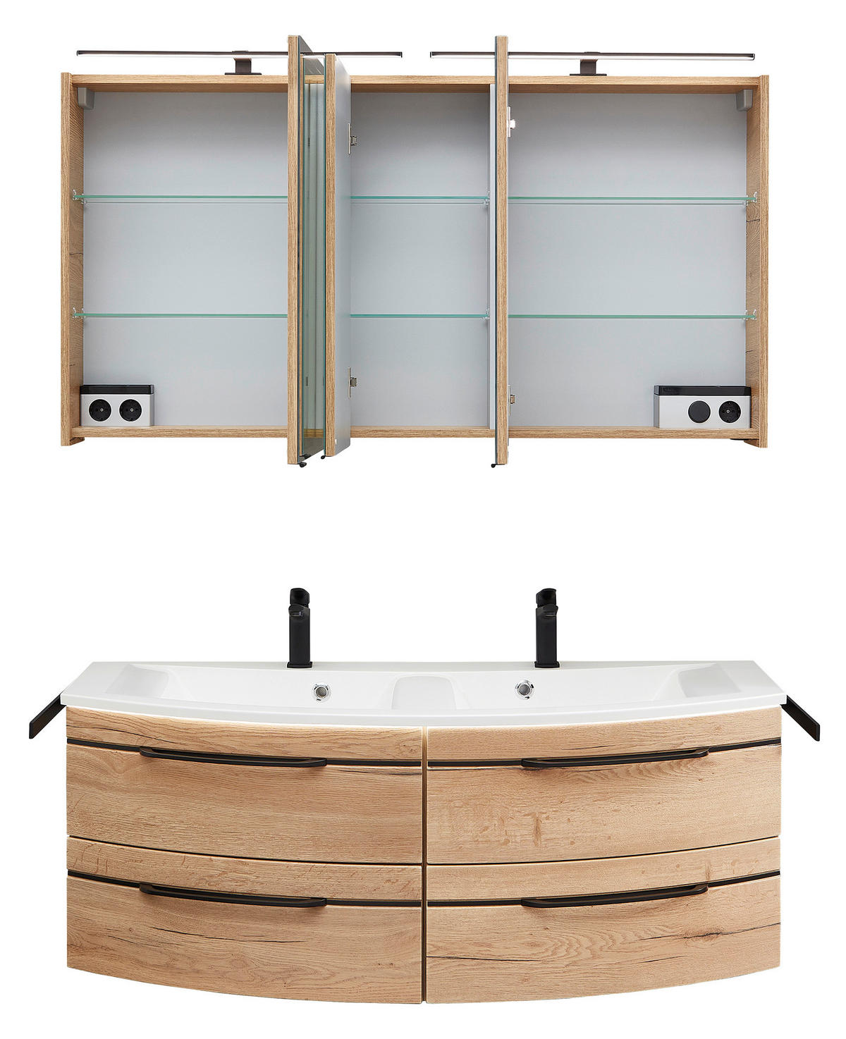 KOPALNICA  barve hrasta  - barve hrasta/bela, Moderno, kamen/leseni material (130cm) - Sadena