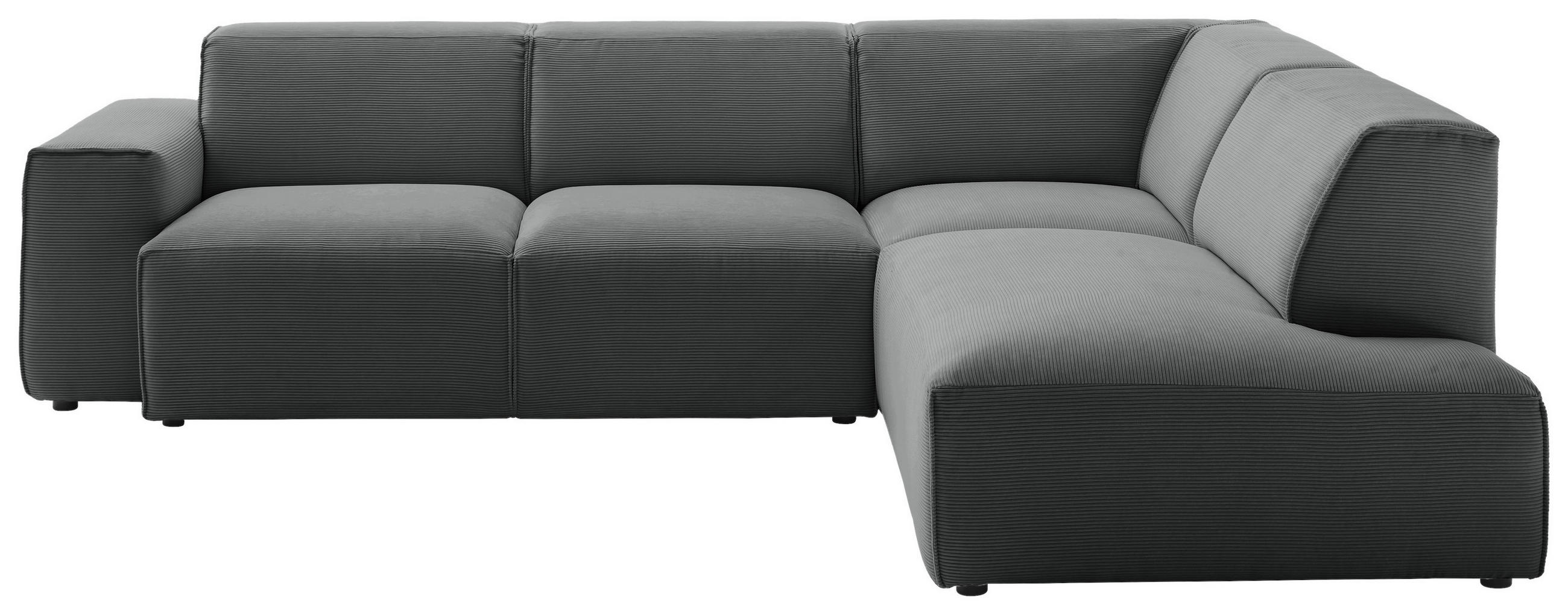 ECKSOFA Anthrazit Cord  - Anthrazit/Schwarz, Design, Kunststoff/Textil (270/210cm) - Pure Home Lifestyle