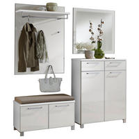 GARDEROBE 5-teilig  in 180/195/40 cm  - Weiß, Design, Glas/Holzwerkstoff (180/195/40cm)