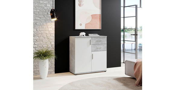 KOMMODE Bobby in 80/82/35 cm - Silberfarben/Weiß, KONVENTIONELL, Holzwerkstoff/Kunststoff (80/82/35cm) - Carryhome