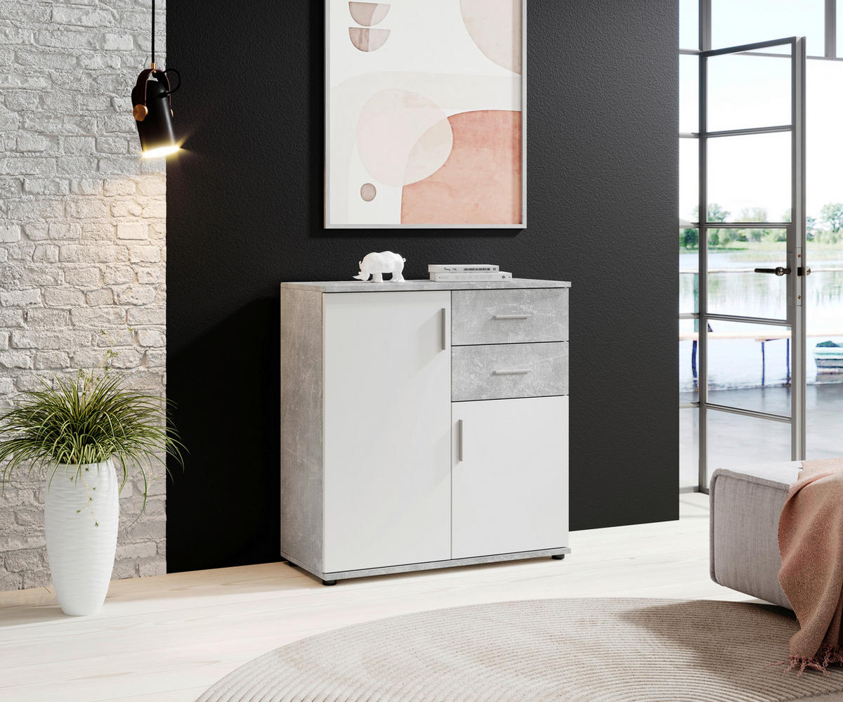 KOMMODE Bobby  in 80/82/35 cm  - Silberfarben/Weiß, KONVENTIONELL, Holzwerkstoff/Kunststoff (80/82/35cm) - Carryhome
